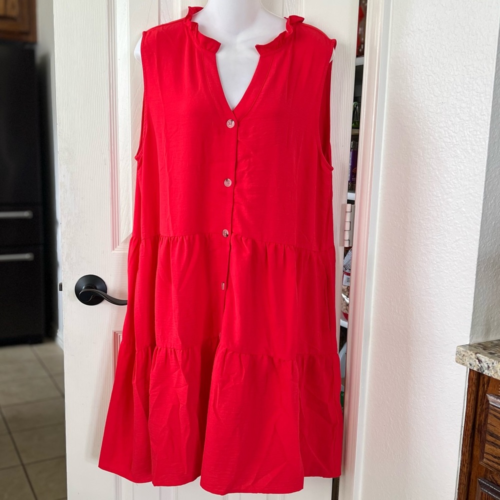 Mittoshop Red Sleeveless Collar Sundress